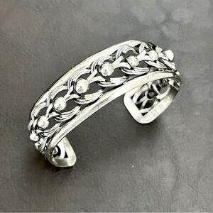 Vintage Danecraft sterling silver ornate cuff bracelet